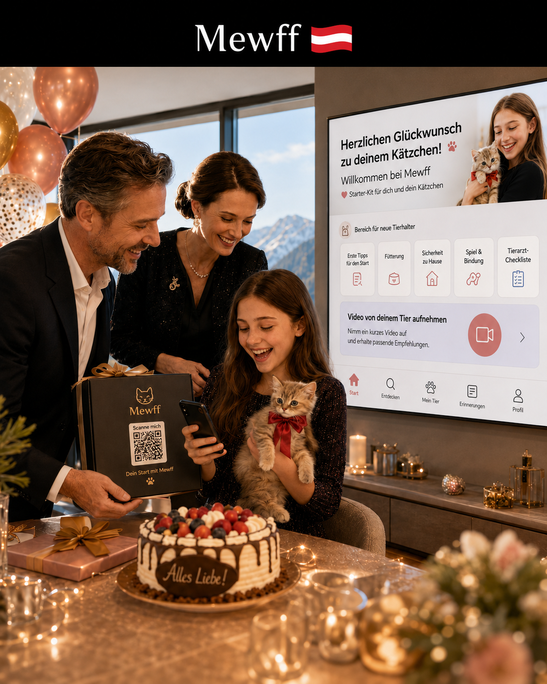 Семья с новым котёнком